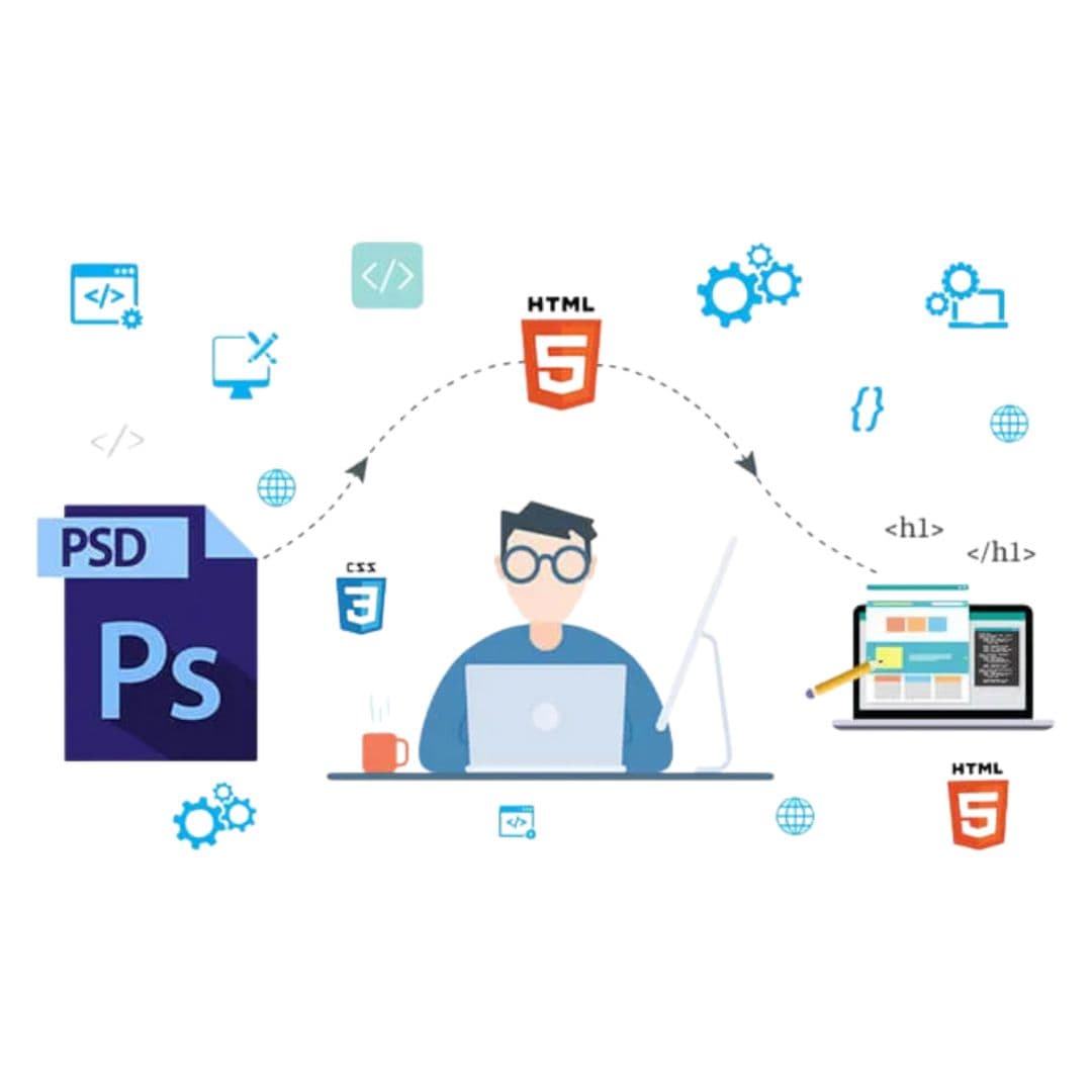 PSD-To-Html-Designing-Company-In-Noida-India Web development team working on modern website design and development at Laser Web Maker