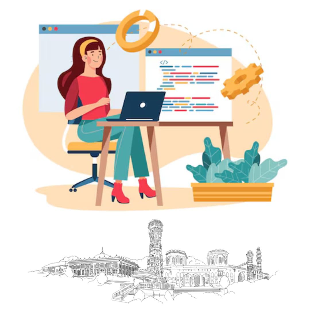 Top-Web-Designing-Company-Ahmedabad Web development team working on modern website design and development at Laser Web Maker