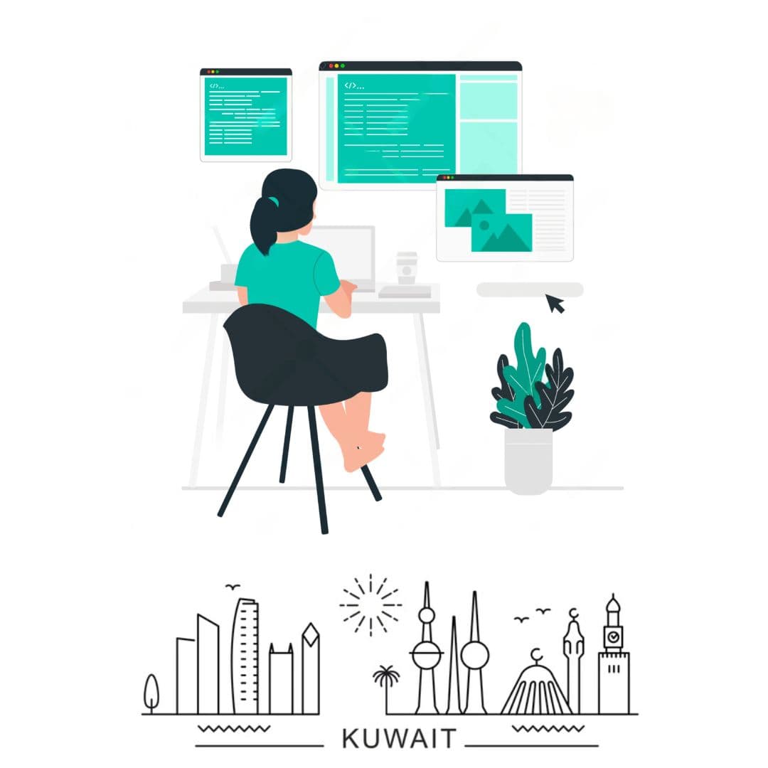 Top-Web-Development-Company-In-Kuwait-City Web development team working on modern website design and development at Laser Web Maker