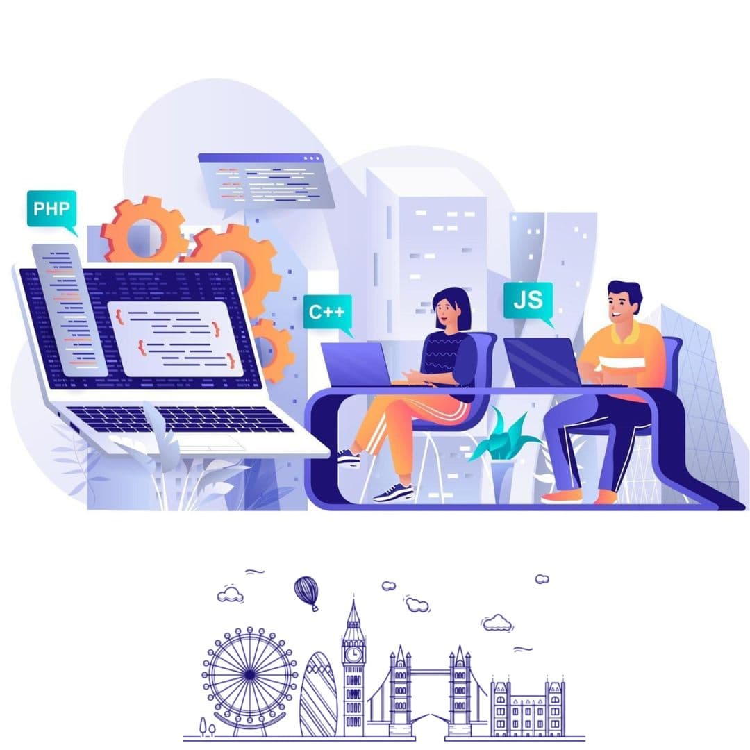 Top-Web-Development-Company-In-London-UK Web development team working on modern website design and development at Laser Web Maker